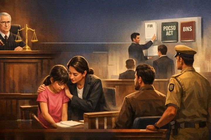 Courtroom representation in child abuse legal remedies case under Indian criminal law