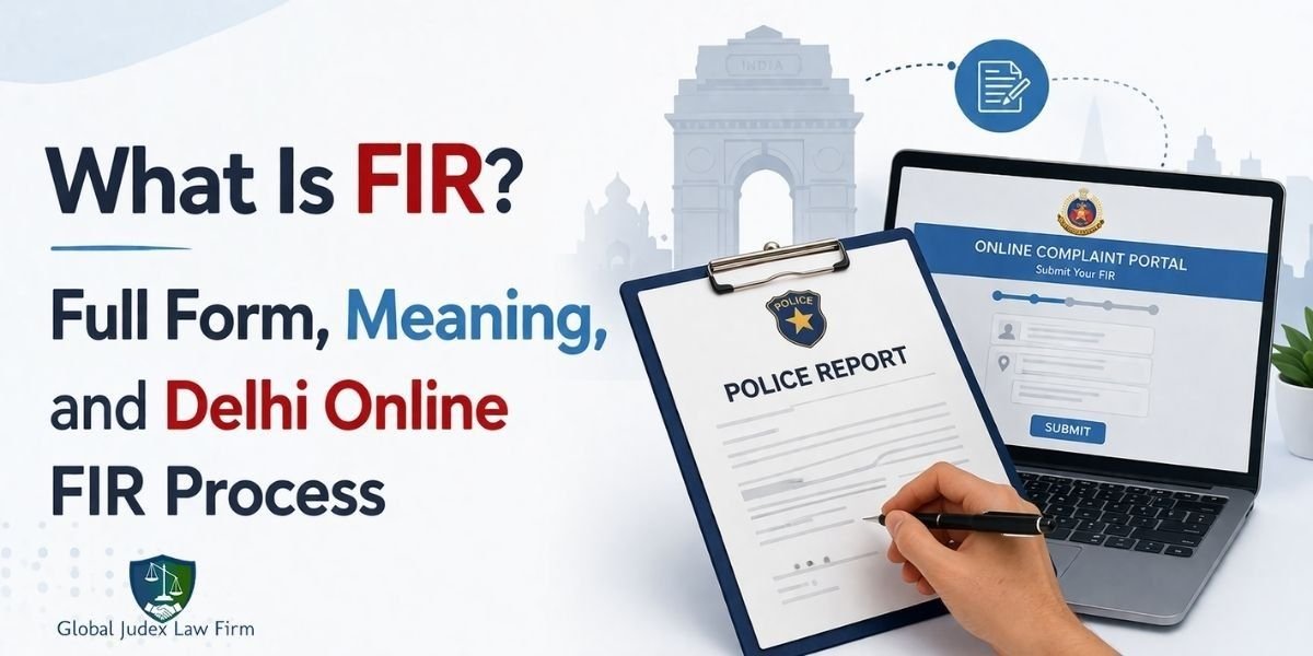 Indian citizen filing FIR at Delhi police station with officer assistance and online FIR process on computer screen