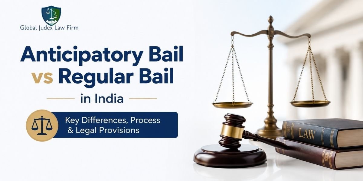 Difference between anticipatory bail and regular bail in India showing legal process, court procedure, and criminal justice system concepts
